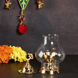 Brass Akhand Diya with Borosilicate Glass for Puja Home Temple Oil Lamp Tea Holder