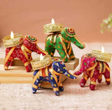 Rajasthani Elephant Tea Light Candle Holder (Pack of 4)