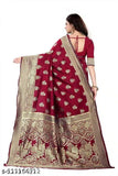 Banarsi Silk Saree For Women (Red, 6.3m)